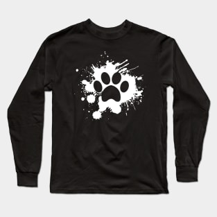 Paw Mark In a paint - Dog Lover Cat Lover Long Sleeve T-Shirt